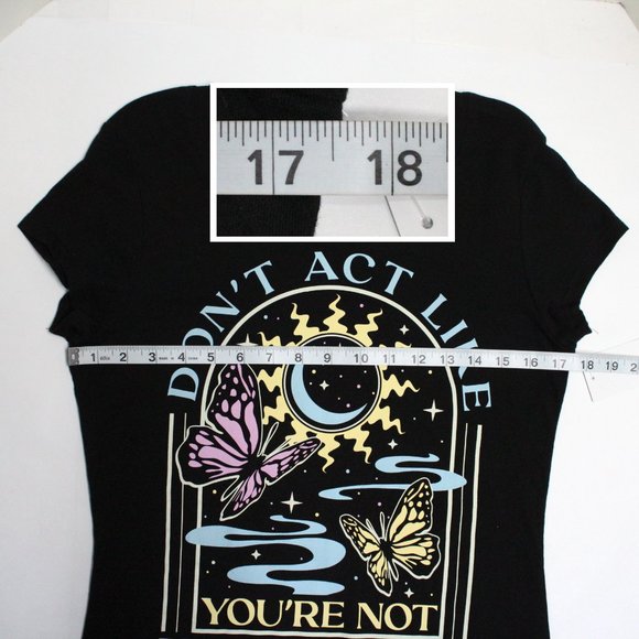 Junior Large 11-13 Cap Sleeve Multi Color Graphic Tee Shirt - Picture 4 of 8